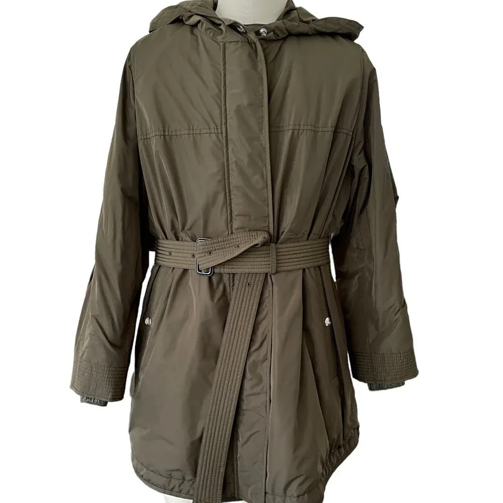 BURBERRY Portobello Women's Parka Hooded Jacket - 10 US Dark Olive - Picture 1 of 16